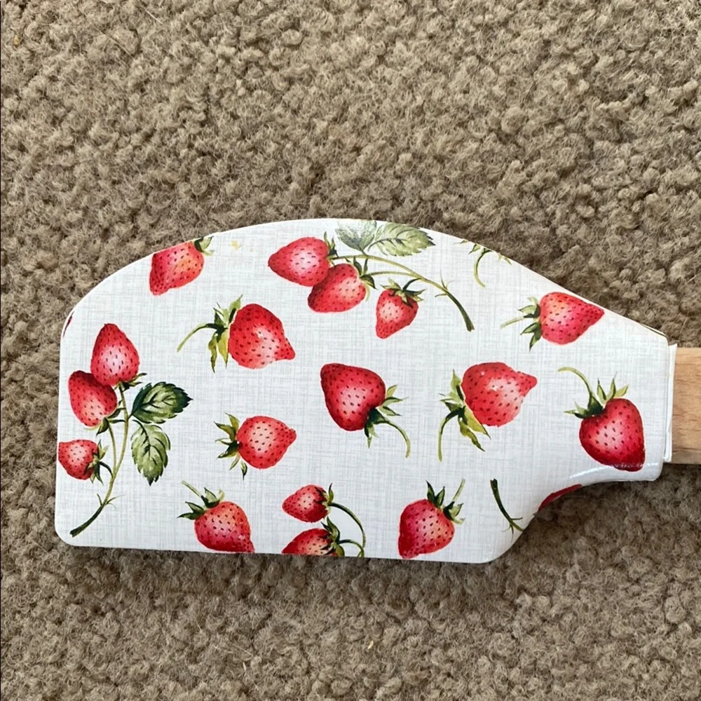 Strawberry Print Spatula with Wooden Handle